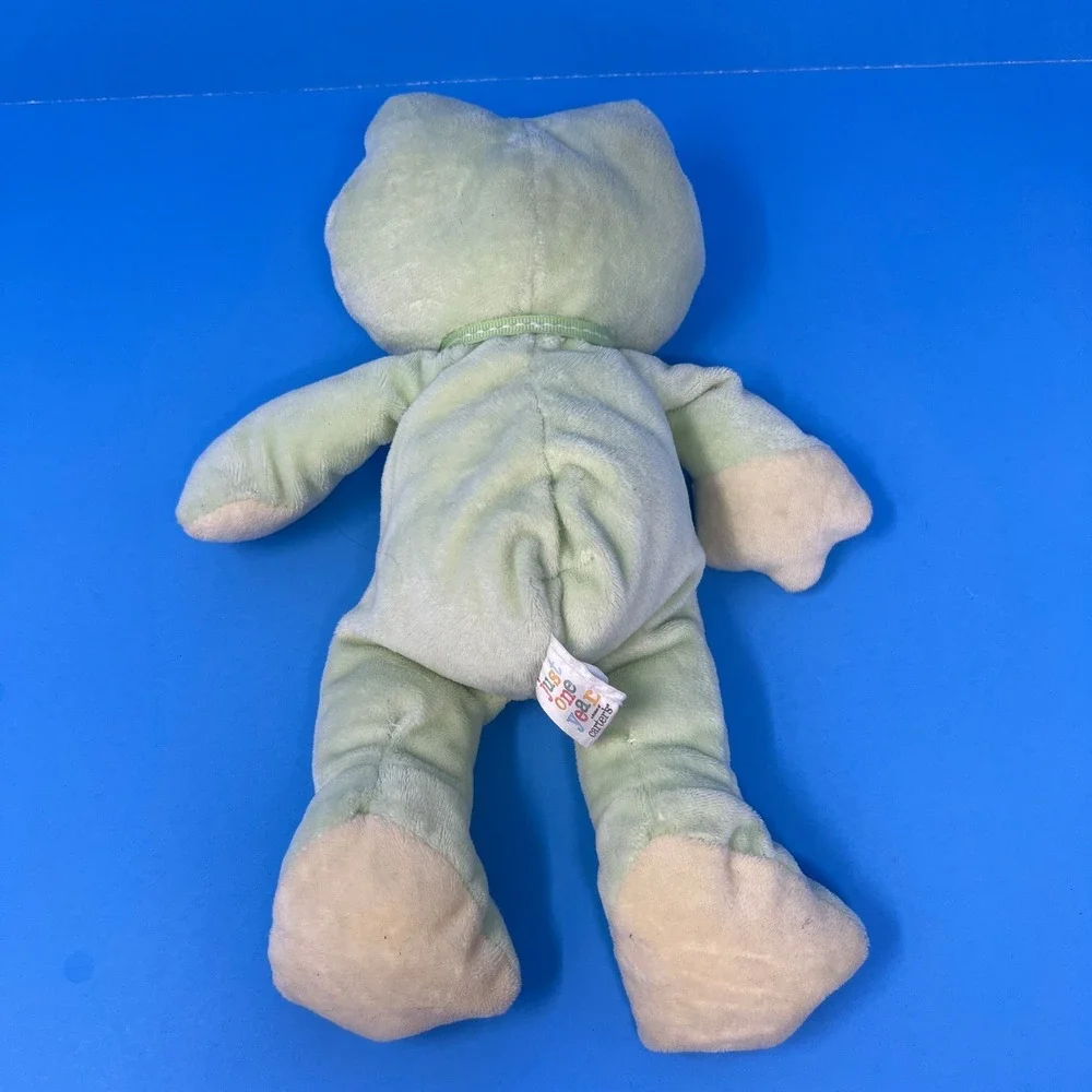 Carters Plush Frog 11 Inch Green Yellow Just One Year 2007 Embroidered 99338
